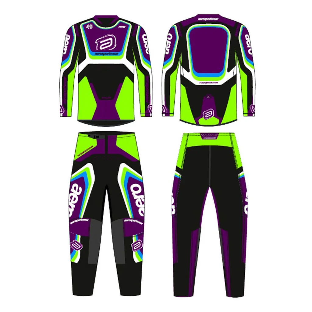 Conjunto ASW Image Cyber 27 Preto/Roxo/Amarelo Flúor - Spinelli